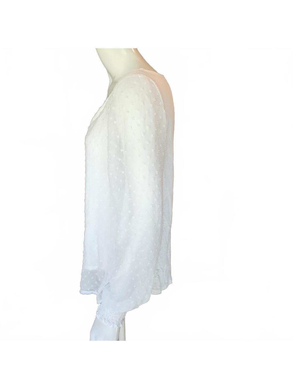 Lauren Conrad White Sheer Textured Long Sleeve Blouse Size M - Picture 4 of 6